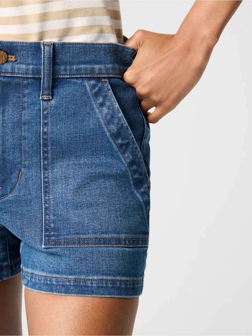 J. Crew Factory Utility Denim Patch-Pocket Shorts